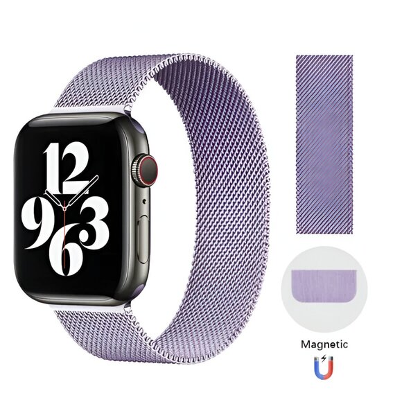 Apple Watch Band Adjustable Milanese Stylish Strap Purple Stainless Band - Picture 5 of 8